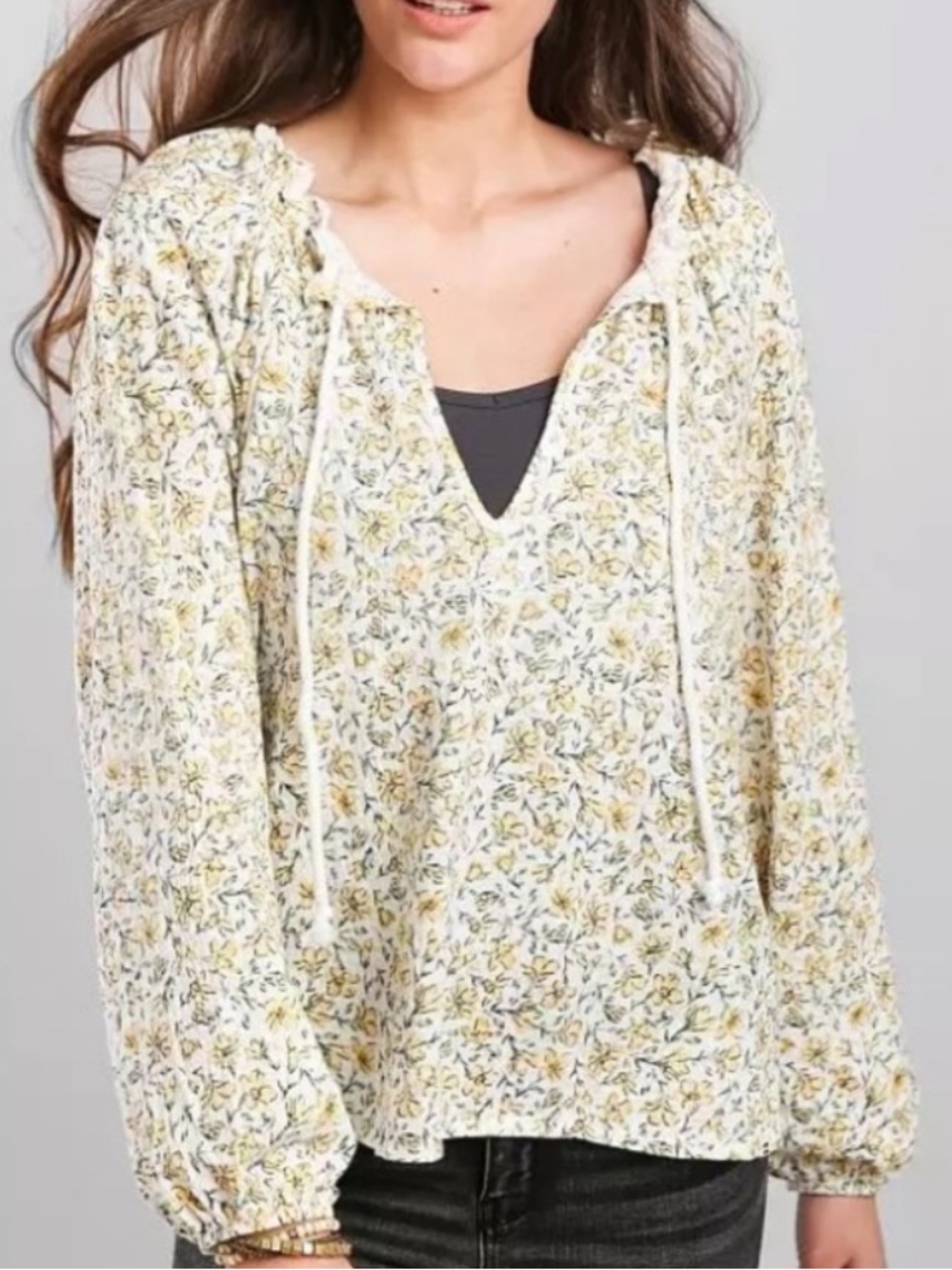 Billabong Women's Floral Blouse - Yellow and White